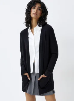 Patch pocket open cardigan