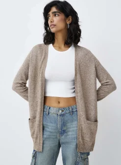Patch pocket open cardigan