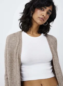 Patch pocket open cardigan