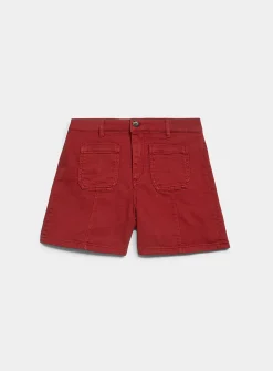 Patch pockets coloured denim short