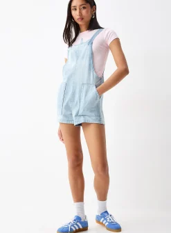 Patch pockets denim romper