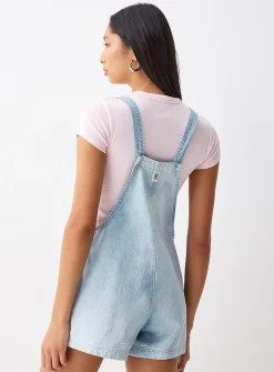 Patch pockets denim romper