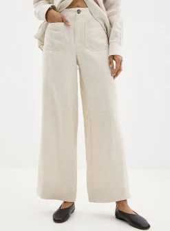 Patch pockets pure linen pant