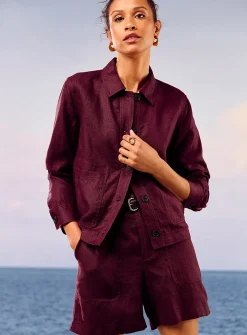 Patch pockets pure linen jacket