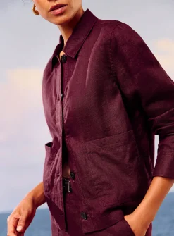 Patch pockets pure linen jacket