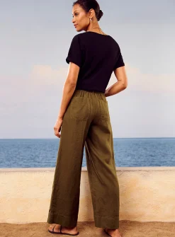 Patch pockets pure linen pant