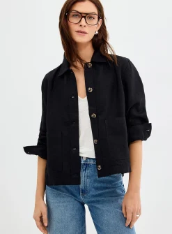 Patch pockets pure linen jacket