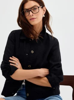 Patch pockets pure linen jacket