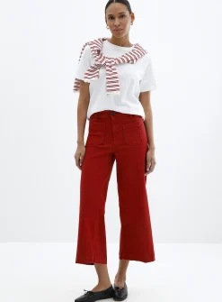 Patch pockets stretch denim pant