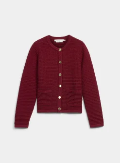 Patch pockets textured cardigan