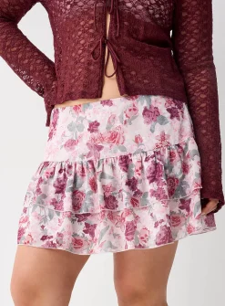 Patterned chiffon miniskirt