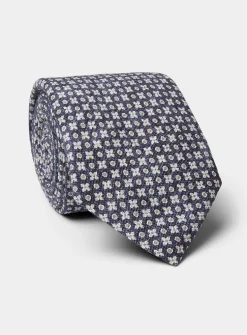 Patterned cotton and wool tie