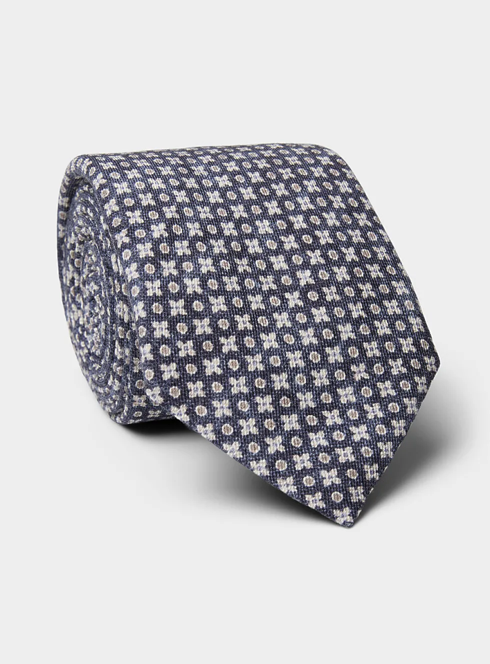 Patterned cotton and wool tie