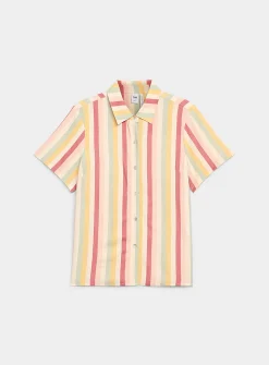 Patterned linen-blend shirt