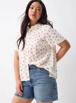 Patterned linen-blend shirt