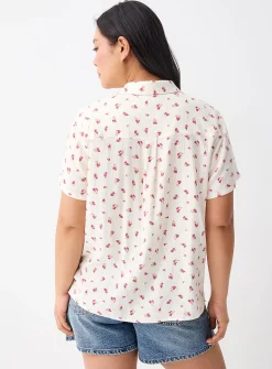 Patterned linen-blend shirt