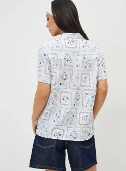 Patterned linen-blend shirt