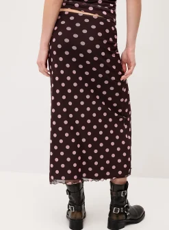 Patterned mesh maxi skirt