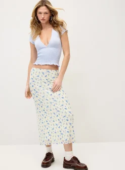 Patterned mesh maxi skirt