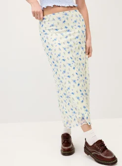 Patterned mesh maxi skirt