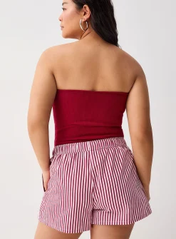 Patterned poplin short