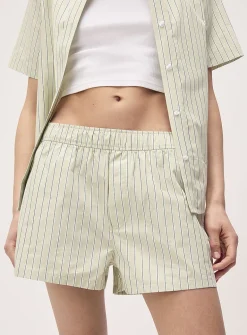 Patterned poplin short