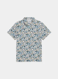 Patterned stretch jersey polo shirt