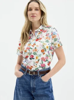 Patterned stretch jersey polo shirt