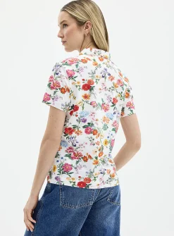 Patterned stretch jersey polo shirt