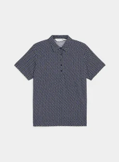 Patterned stretch jersey polo shirt
