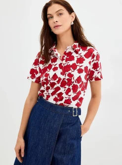 Patterned stretch jersey polo shirt