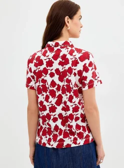 Patterned stretch jersey polo shirt