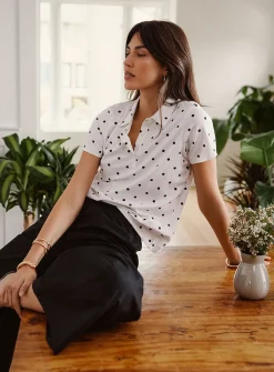 Patterned stretch jersey polo shirt