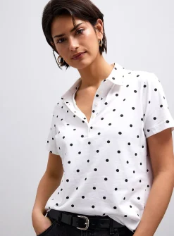 Patterned stretch jersey polo shirt