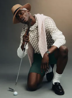 Patterned textured golf polo