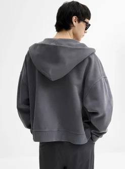 Peachskin cropped zip-up hoodie
