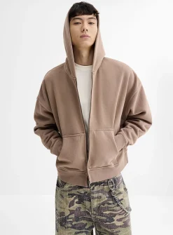 Peachskin cropped zip-up hoodie