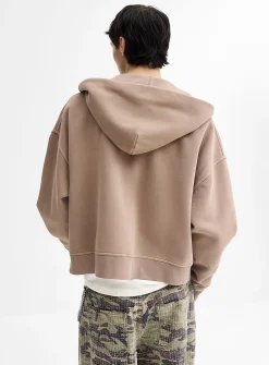 Peachskin cropped zip-up hoodie