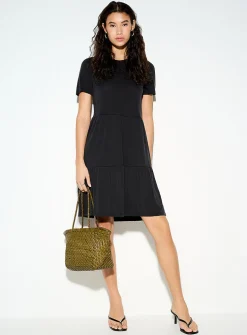 Peachskin tiered T-shirt dress