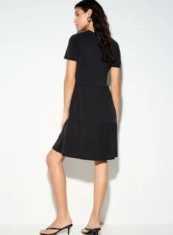 Peachskin tiered T-shirt dress