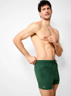 Peachskin-feel solid swim trunk