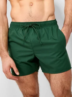 Peachskin-feel solid swim trunk