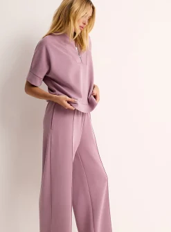 Peachskin-feel straight-leg lounge pant