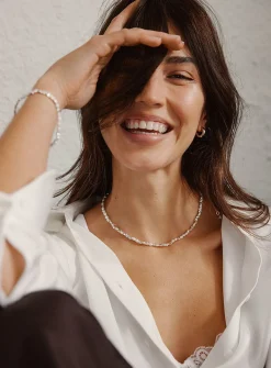 Pearl and hammered-nugget necklace