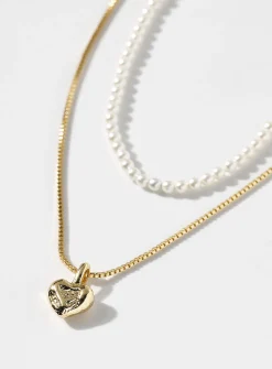 Pearly bead and heart chains