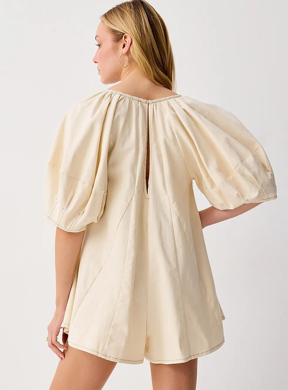 Peasant dress-style puff-sleeve romper