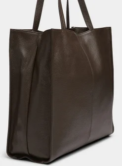 Pebbled leather square tote bag