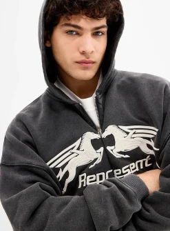 Pegasus zipped hoodie