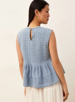 Peplum waist lightweight denim cami
