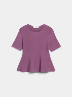 Peplum waist soft knit sweater